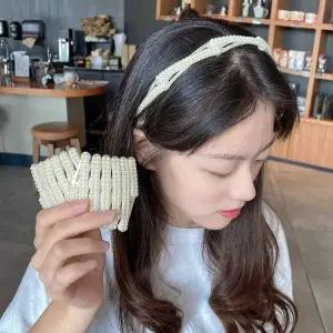 [골드스마일]접이식 진주 머리띠 슬림 헤어 밴드 귀안아픈 휴대 미 촬영머리밴드