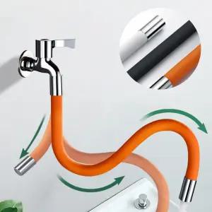 자유각도조절 수도꼭지 일체형 연장호스 (50cm)/수전/세면대/베란다/옥상/세탁실/수도/연결/각도/관절형
