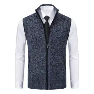 남성 기모 니트 조끼 집업 베스트 모크넥 비즈니스 캐주얼 WI235J