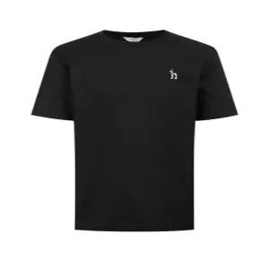 헤지스 남성 25SS [스테디셀러] 블랙 단색 면 반팔티셔츠 WHTS5B901BK