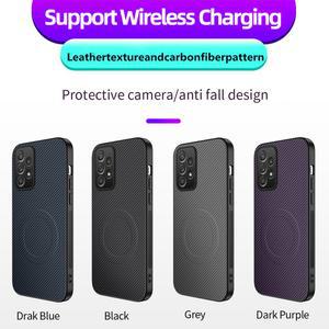 갤럭시 A22 5G A23 A24 A25 A26 A32 A33 A34 A35 A36용 마그네틱 무선 충전 케이스 카본 파이버 아머 충격 방지 커버
