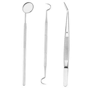 치아 청소 도구 u2013 스테인리스 스틸 치과용 픽, 치석 스크레이퍼, 핀셋, 치과 캐비닛용 마우스 미러, 가정용, 반려동물 녹슬지 않고 내구성이 뛰어난 인체공학적이고 청소하기
