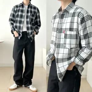 체크남방 작업 워크셔츠 긴소매 일자핏 와이셔츠