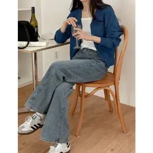 [공구우먼] [2가지기장] 플리 사이드 절개 세미 와이드 데님 팬츠 86033 빅사이즈 여성의류