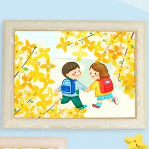 유아 도장찍기놀이 개나리만들기 봄 액자만들기 키트 요양원 부모참여수업