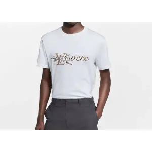 [LOUIS VUITTON]루이비통 남성 반팔 크루넥 로고 티셔츠 밀키 화이트 149336709