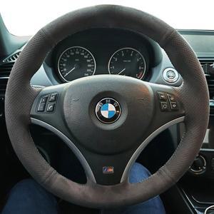 휠마스크 자동차 핸들 커버 M 스포츠 BMW E90 320i 325i 330i 335i E87 120i 120d 스웨이드 DIY 핸들 커버 랩 자동차 인테리어