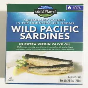 엑스트라 버진 올리브 오일의 와일드 플래닛 퍼시픽 정어리 4.375온스. 18팩
