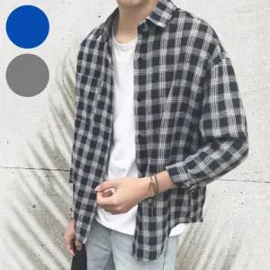 데일리 남친룩 루즈핏 남방 가을 남자 체크 셔츠 4사이즈 2컬러