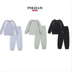 [폴햄키즈]공용)우븐배색 맨투맨 조거팬츠세트