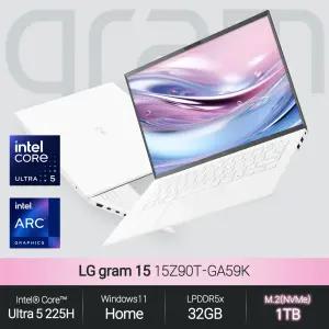LG 그램 15Z90T-GA59K (울트라 5 225H/32GB/1TB/WH) 사무용 인강용 초경량 노트북 JH