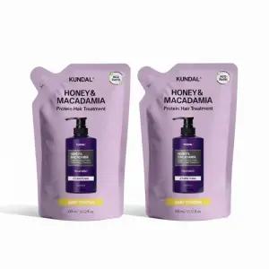 쿤달 허니 앤 마카다미아 단백질 트리트먼트 리필팩 베이비파우더향 400ml 2개