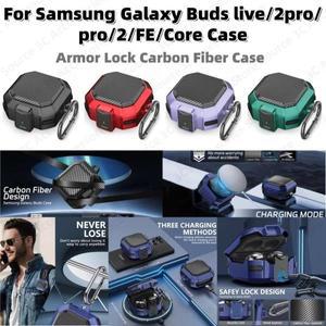 삼성 갤럭시 버즈 코어 2025 케이스 삼성 버즈2 프로/프로/2/라이브/FE 케이스 잠금 카본 파이버 아머 방탄