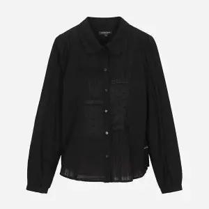 써스데이아일랜드 소재 믹스 셔츠형 블라우스 (T256MBL162W)