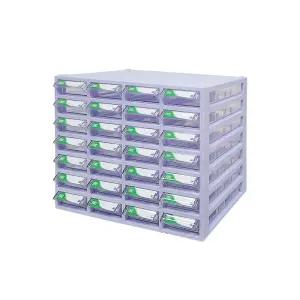 [국내생산 완제품] 수납월드 투명수납함 소형 28칸 다용도 책상 소품 정리함 부품보관함 서랍형 서랍식 부품박스 부품함 멀티박스