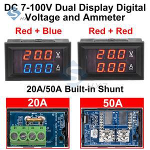 20A 50A 내장 션트 디지털 전압계 전류계 100V 볼트 미터 28 인치 듀얼 LED 디스플레이 패널 전압 전류 테스터