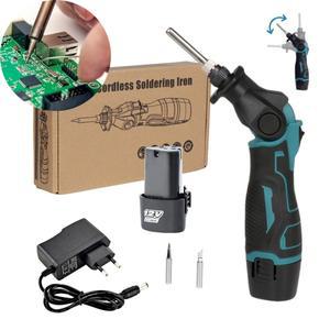 완벽호환 12V  이온 납땜 인두 휴대용 소형 일정 총 배터리  EU 충전기가 포함된 무선 전동 공구