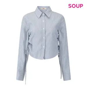 [롯데백화점]SOUP 사이드 스트랩 셔링 크롭 블라우스 S62LS25