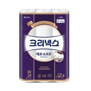 크리넥스 화장지 3겹 데코&소프트 휴지 35m, 24롤