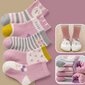 준캡 아동겨울양말 기모양말 핑크래빗 파일양말 방한양말 아동양말세트 어린이 보온양말