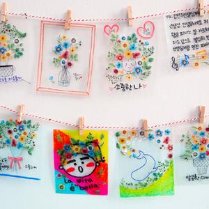 투명 스티커 압화 엽서 만들기 압화스티커