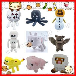 마인크래프트 게임 장난감 플러시 인형 양 돼지 표범 늑대 해골 슈터 호박 눈사람 박쥐 도매