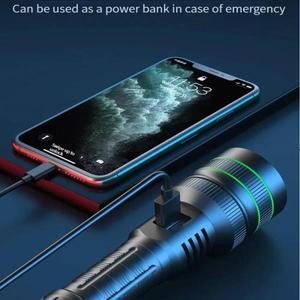 1000000LM 파워 손전등 Type-C 충전식 LED 토치 야외 캠핑 야간 낚시를 26650 배터리 비상 공급 사용