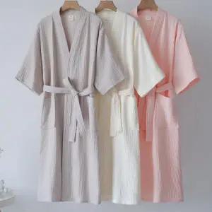 프리미엄 와플 로브 홈웨어 가운 프린팅 그레이 m 45.0-60.0kg 반팔 빅사이즈