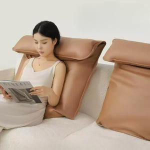 가죽 등받이 쿠션 앰버 가죽쿠션 70x65x18cm 목받침 쇼파 침대 오렌지 수유베개
