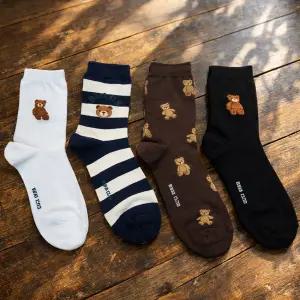 남성 베어클럽 무지 중목 양말