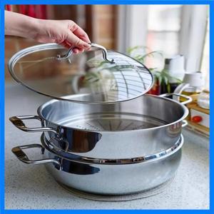 28cm 18/10 스테인리스 스틸 찜기 - 두꺼운 복합 바닥 냄비 인덕션 및 가스레인지용