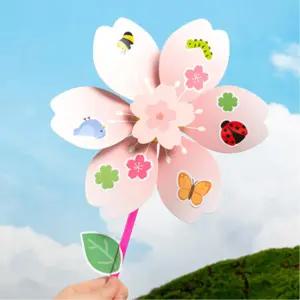 유아 봄미술 벚꽃만들기 꽃 바람개비 만들기 스티커꾸미기 어르신만들기키트 diy