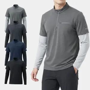 남자 매쉬 쿨 토시 스판 반집업 티셔츠 BF112 봄 여름