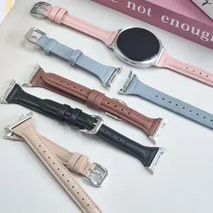 갤럭시워치8 클래식 46mm 44mm 40mm 여성용 슬림 클래식 천연 가죽 테이퍼 라인 시계줄 밴드 스트랩