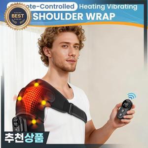 온열 진동 어깨 마사지 패드 4개의 모터 5단계 온도 설정 리모컨 양쪽 어깨에 착용 가능