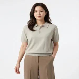 SPAO 코튼블렌드 칼라넥 반팔니트_SPKWG25M01