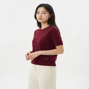 SPAO 메리노울블렌드 여성 라운드넥 반팔 니트_SPKWG23WS1