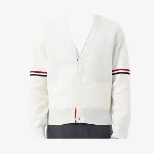 [톰브라운][Thom Browne] 톰브라운 코튼 밀라노 스티치 암밴딩 브이넥 가디건 MKC310A Y3007 100