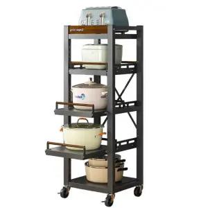 전기밥솥 선반 주방 오븐 수납 4단 전자레인지 다이 슬라이딩 몽땅