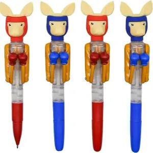 로플 4팩 캥거루 복싱 펜 노블리티 볼펜 재미있는 동물 복서 테마 2가지 색상 블랙 잉크 리필 스포츠 팬 및