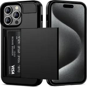 15 프로 케이스와 호환되는 보폴렌 카드 홀더 듀얼 레이어 충격 방지 지갑 휴대폰 케이스 히든 슬롯