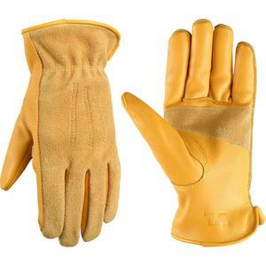 여성용 웰스 라몬트 가죽 작업 장갑 u2013 소가죽, 마모 및 펑크 방지, 강화 팜 내구성, 스너그 핏, 탄력 손목 농작업 정원 가꾸기 - 중형(1124VM)