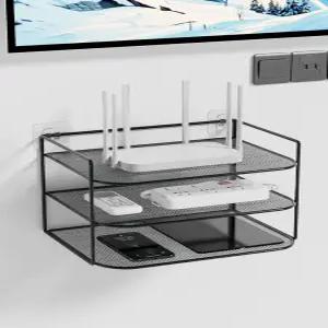 공유기 보관 선반 프레임 블랙 3단 벽걸이형 보관함 수납 정리