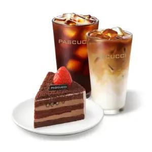 [파스쿠찌] 아메리카노(R)+카페 라떼(R)+오! 마이 초코(조각)