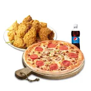 [피나치공] 피치세트L(콤비네이션피자L+후라이드치킨(뼈))+치즈크러스트+콜라1.25L