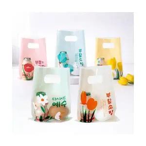 부활절계란포장지 경지사 손잡이비닐가방 소 디자인5종랜덤 20매1세트 부활절포장용품 부활절계란꾸미기