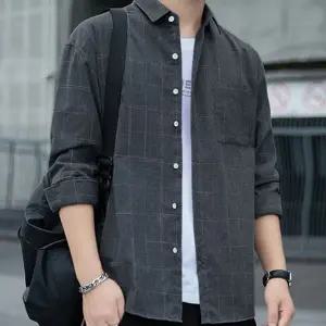 체크 셔츠 데일리 캐주얼 간절기 남성 체크 셔츠 춘추 남방 루즈핏