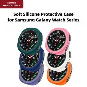 삼성 갤럭시 워치 4 5 6 7 8 40mm 44mm 스포츠 스마트워치용 부드러운 실리콘 케이스 보호 쉘 가벼운 시계