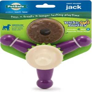 펫세이프 바쁜 버디 잭 - 개를 바쁘게 유지 간식 리필 포함 개 장난감 잡기 치아 청소에 도움 내구성 있는