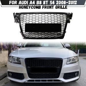 아우디 A4 B8 8T S4 2008 허니콤 그릴 프론트 범퍼 글로시 블랙 레이싱